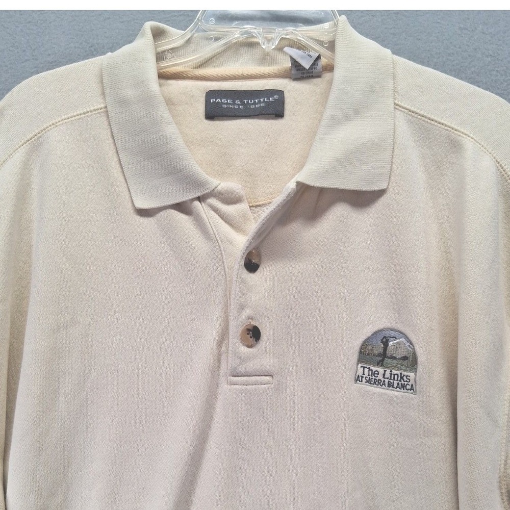 Page & Tuttle Men‎ Longsleeve Polo Shirt, Beige, Size L